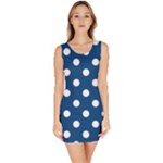 Polka Dots - White on Dark Cerulean Bodycon Dress