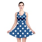 Polka Dots - White on Dark Cerulean Reversible Skater Dress