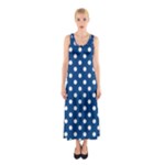 Polka Dots - White on Dark Cerulean Full Print Maxi Dress