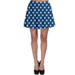 Polka Dots - White on Dark Cerulean Skater Skirt