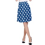 Polka Dots - White on Dark Cerulean A-Line Skirt