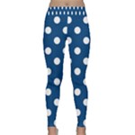 Polka Dots - White on Dark Cerulean Yoga Leggings