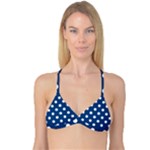 Polka Dots - White on Dark Cerulean Reversible Tri Bikini Top