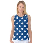 Polka Dots - White on Dark Cerulean Women s Basketball Tank Top