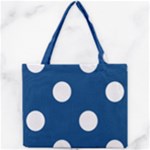 Polka Dots - White on Dark Cerulean Mini Tote Bag