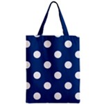 Polka Dots - White on Dark Cerulean Zipper Classic Tote Bag