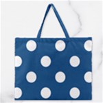Polka Dots - White on Dark Cerulean Zipper Large Tote Bag
