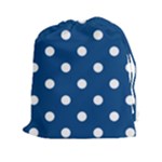 Polka Dots - White on Dark Cerulean Drawstring Pouch (XXl)