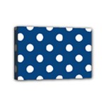 Polka Dots - White on Dark Cerulean Mini Canvas 6  x 4  (Stretched)