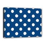 Polka Dots - White on Dark Cerulean Canvas 16  x 12  (Stretched)