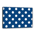 Polka Dots - White on Dark Cerulean Canvas 18  x 12  (Stretched)