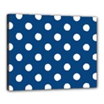 Polka Dots - White on Dark Cerulean Canvas 20  x 16  (Stretched)
