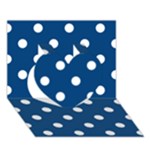 Polka Dots - White on Dark Cerulean Heart 3D Greeting Card (7x5)