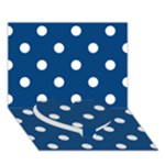 Polka Dots - White on Dark Cerulean Heart Bottom 3D Greeting Card (7x5)