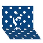 Polka Dots - White on Dark Cerulean Ribbon 3D Greeting Card (7x5)