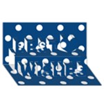 Polka Dots - White on Dark Cerulean Best Wish 3D Greeting Card (8x4)