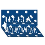 Polka Dots - White on Dark Cerulean Happy New Year 3D Greeting Card (8x4)