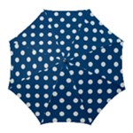 Polka Dots - White on Dark Cerulean Golf Umbrella