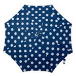 Polka Dots - White on Dark Cerulean Hook Handle Umbrella (Medium)