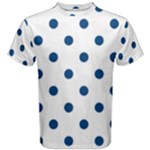 Polka Dots - Dark Cerulean on White Men s Cotton Tee