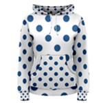 Polka Dots - Dark Cerulean on White Women s Pullover Hoodie