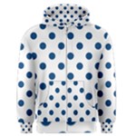 Polka Dots - Dark Cerulean on White Men s Zipper Hoodie