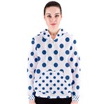 Polka Dots - Dark Cerulean on White Women s Zipper Hoodie