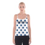 Polka Dots - Dark Cerulean on White Spaghetti Strap Top