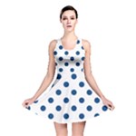 Polka Dots - Dark Cerulean on White Reversible Skater Dress