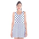 Polka Dots - Dark Cerulean on White Scoop Neck Skater Dress