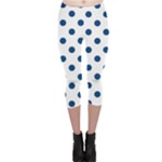 Polka Dots - Dark Cerulean on White Capri Leggings