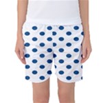 Polka Dots - Dark Cerulean on White Women s Basketball Shorts