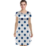 Polka Dots - Dark Cerulean on White Cap Sleeve Nightdress