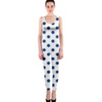 Polka Dots - Dark Cerulean on White OnePiece Catsuit