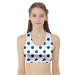 Polka Dots - Dark Cerulean on White Women s Sports Bra with Border