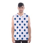 Polka Dots - Dark Cerulean on White Men s Basketball Tank Top