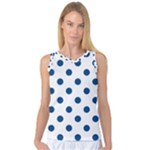 Polka Dots - Dark Cerulean on White Women s Basketball Tank Top