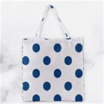 Polka Dots - Dark Cerulean on White Grocery Tote Bag