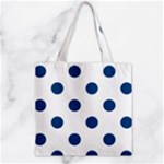 Polka Dots - Dark Cerulean on White Zipper Grocery Tote Bag