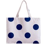 Polka Dots - Dark Cerulean on White Zipper Mini Tote Bag
