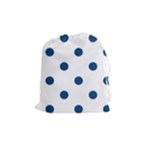 Polka Dots - Dark Cerulean on White Drawstring Pouch (M)