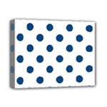 Polka Dots - Dark Cerulean on White Deluxe Canvas 14  x 11  (Stretched)