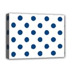 Polka Dots - Dark Cerulean on White Deluxe Canvas 16  x 12  (Stretched)