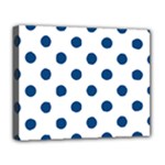 Polka Dots - Dark Cerulean on White Deluxe Canvas 20  x 16  (Stretched)