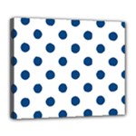 Polka Dots - Dark Cerulean on White Deluxe Canvas 24  x 20  (Stretched)