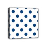 Polka Dots - Dark Cerulean on White Mini Canvas 4  x 4  (Stretched)