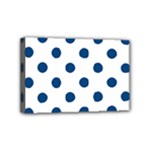 Polka Dots - Dark Cerulean on White Mini Canvas 6  x 4  (Stretched)