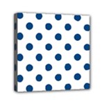 Polka Dots - Dark Cerulean on White Mini Canvas 6  x 6  (Stretched)
