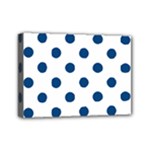 Polka Dots - Dark Cerulean on White Mini Canvas 7  x 5  (Stretched)