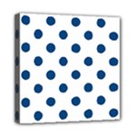 Polka Dots - Dark Cerulean on White Mini Canvas 8  x 8  (Stretched)